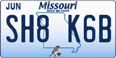 MO license plate SH8K6B
