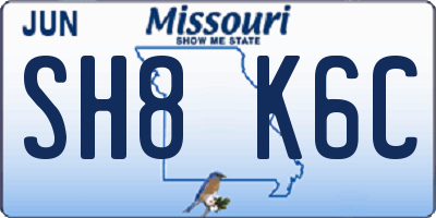 MO license plate SH8K6C