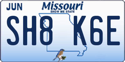 MO license plate SH8K6E