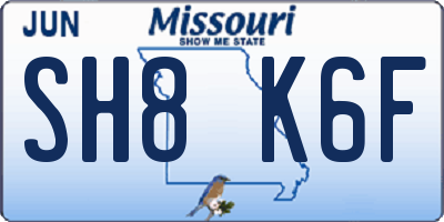 MO license plate SH8K6F