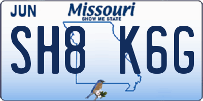 MO license plate SH8K6G