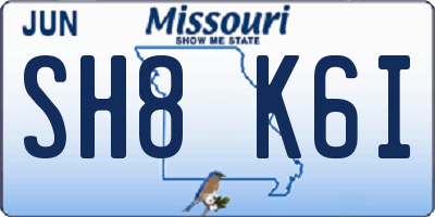 MO license plate SH8K6I