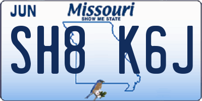MO license plate SH8K6J