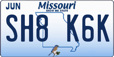 MO license plate SH8K6K