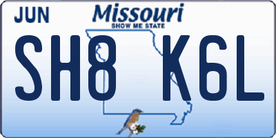 MO license plate SH8K6L