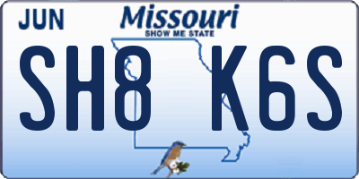 MO license plate SH8K6S