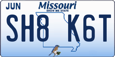 MO license plate SH8K6T