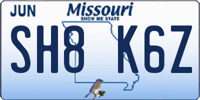 MO license plate SH8K6Z