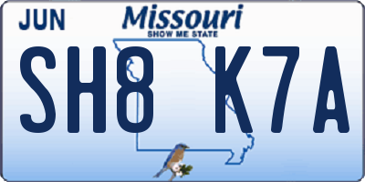 MO license plate SH8K7A