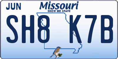 MO license plate SH8K7B
