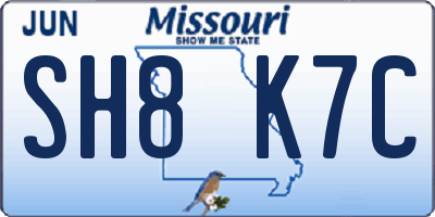 MO license plate SH8K7C