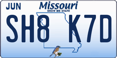 MO license plate SH8K7D