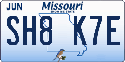 MO license plate SH8K7E