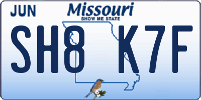 MO license plate SH8K7F