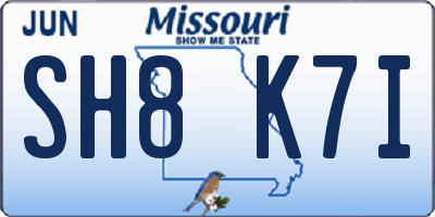 MO license plate SH8K7I