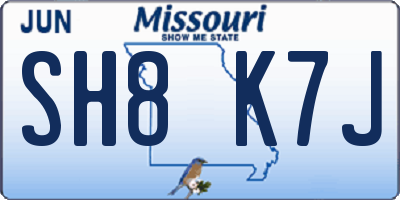 MO license plate SH8K7J