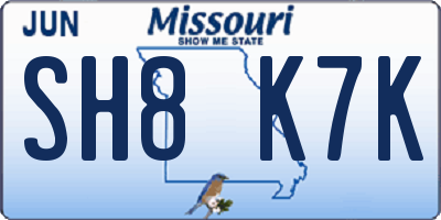 MO license plate SH8K7K