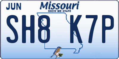 MO license plate SH8K7P