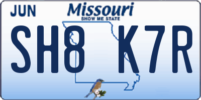 MO license plate SH8K7R