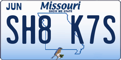 MO license plate SH8K7S