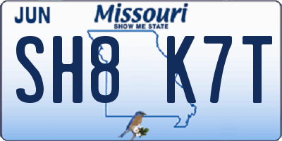 MO license plate SH8K7T