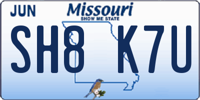 MO license plate SH8K7U