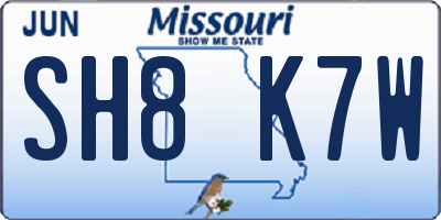 MO license plate SH8K7W