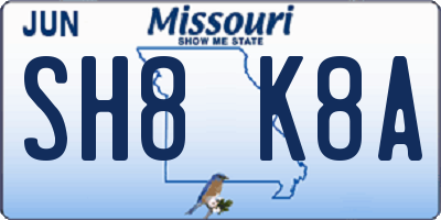 MO license plate SH8K8A