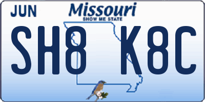 MO license plate SH8K8C