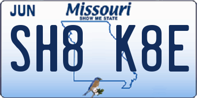 MO license plate SH8K8E