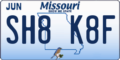 MO license plate SH8K8F