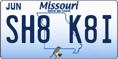MO license plate SH8K8I
