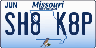 MO license plate SH8K8P