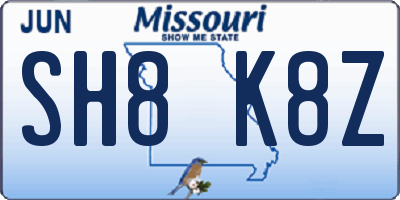 MO license plate SH8K8Z