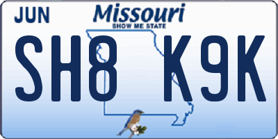 MO license plate SH8K9K