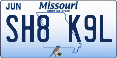 MO license plate SH8K9L