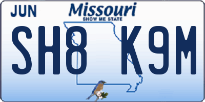 MO license plate SH8K9M