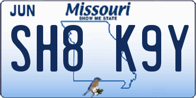 MO license plate SH8K9Y