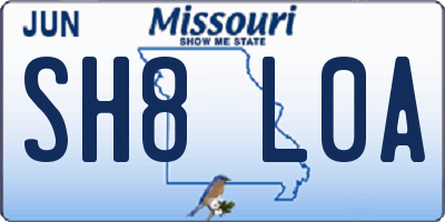 MO license plate SH8L0A