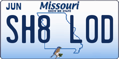 MO license plate SH8L0D