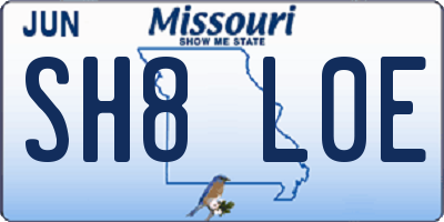 MO license plate SH8L0E