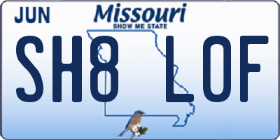 MO license plate SH8L0F