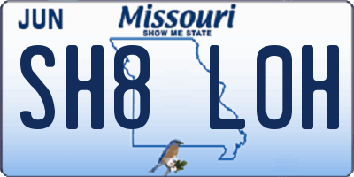 MO license plate SH8L0H