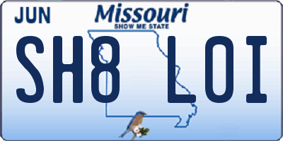 MO license plate SH8L0I