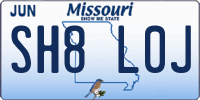 MO license plate SH8L0J
