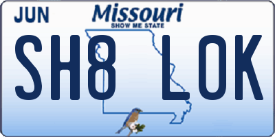 MO license plate SH8L0K