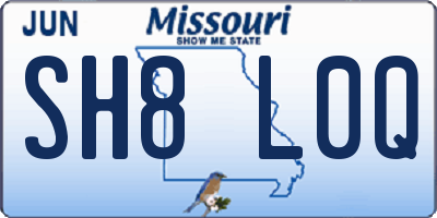 MO license plate SH8L0Q