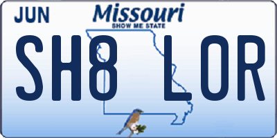 MO license plate SH8L0R