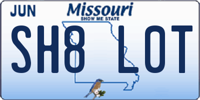 MO license plate SH8L0T