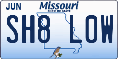MO license plate SH8L0W